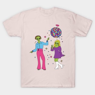 Alien Retro 70s Disco by Courtney Graben T-Shirt